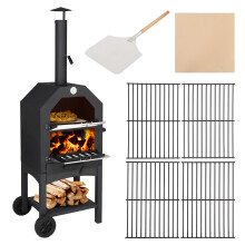 Outdoor Garden 3 Tier Freestanding Pizza Oven Charcoal BBQ Grill w/ Chimney