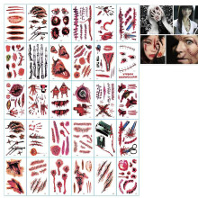 60 Sheets 3d Zombie Scar Tattoos Fake Scars Bloody Costume Makeup Halloween Decoration Horror Wound Scary Blood Injury Sticker Halloween Party Decorat