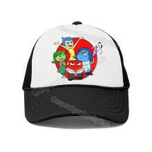 (3, Adult 56CM-62.5CM) Anime Inside Out Baseball Cap Cartoon Print Joy Sadness Anger Disgust Fear Mesh Breathable Dome Hip Hop Sports Kids Cap