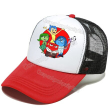 (5, Adult 56CM-62.5CM) Anime Inside Out Baseball Cap Cartoon Print Joy Sadness Anger Disgust Fear Mesh Breathable Dome Hip Hop Sports Kids Cap