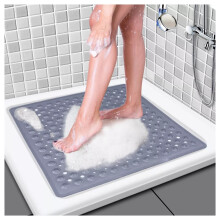 (53 x 53 cm- Square Bath/Shower Mat, Grey) Anti Slip Shower Mat Soft Baby Bath Bathroom Mats