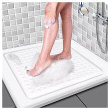 (53 x 53 cm- Square Bath/Shower Mat, White) Anti Slip Shower Mat Soft Baby Bath Bathroom Mats
