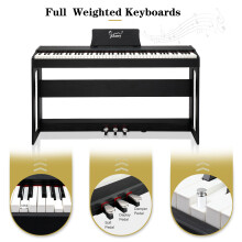 Glarry GDP-104 88-Key Fully Weighted Digital Piano with Dual Bluetooth, Triple Pedals, Built-in 10W Speakers, Power Adapter, Headphones