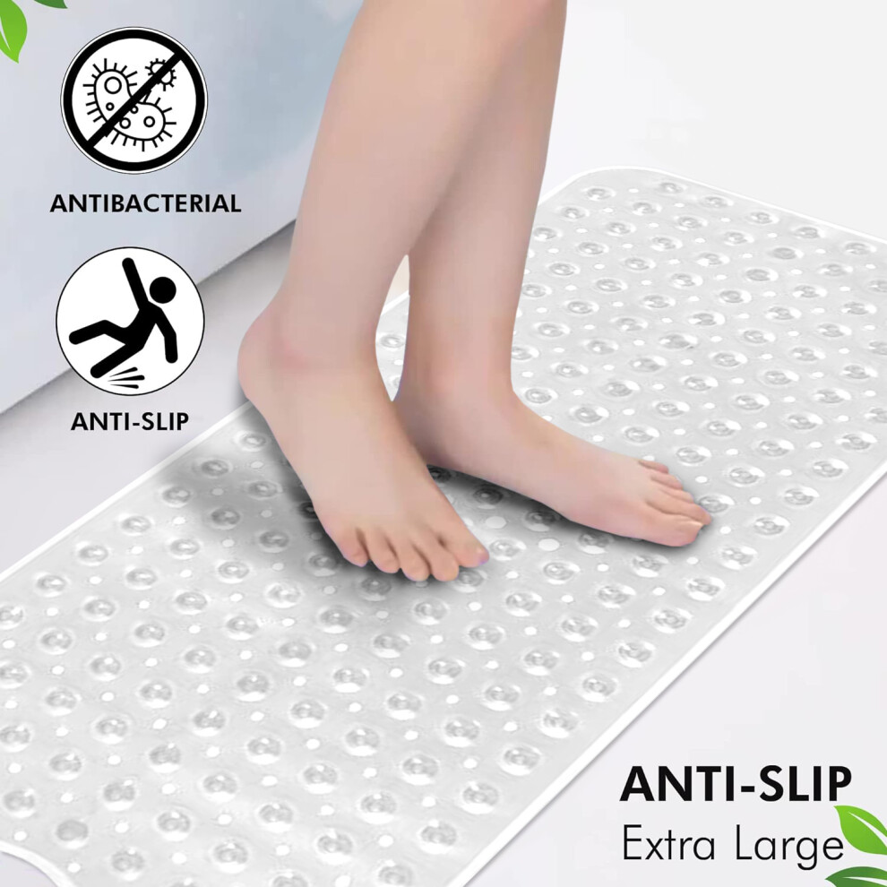 (40 X 100 Cm- Large Bath/Shower Mat, Crystal) Anti Slip Shower Mat Soft Baby Bath Bathroom Mats Clear Aspire Homeware