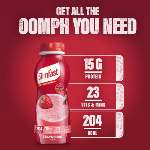 SlimFast SlimFast Ready To Drink Shake, Strawberry Flavour, 6 x 325 ml Multipack 1
