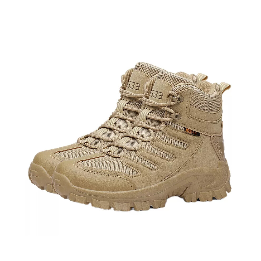 Sand Color UK Size 6 Tag Size 40 Men Hiking Shoes Lace Up Army Combat Boots Mens Jungle Breathable High Top on OnBuy