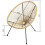 RayGar 3pcs Bistro Egg Designer String Chair Garden Set - Natural 2