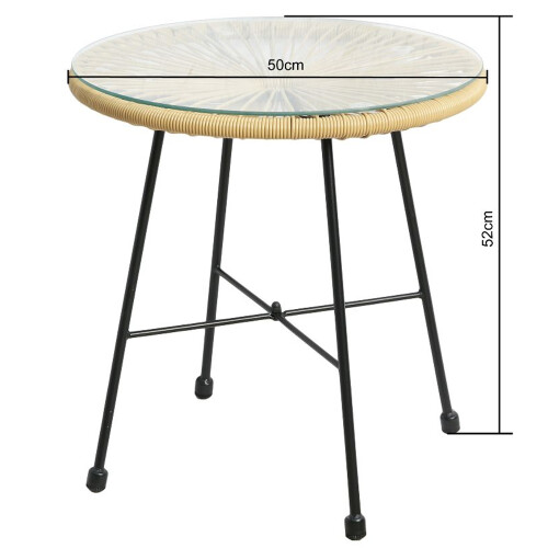 RayGar 3pcs Bistro Egg Designer String Chair Garden Set - Natural 2