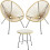 RayGar 3pcs Bistro Egg Designer String Chair Garden Set - Natural 4