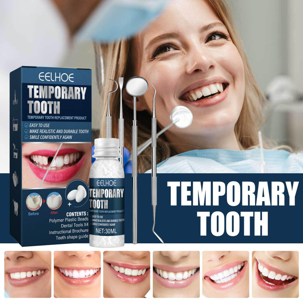 Temporary Tooth Repair Kit for Fix Missing and Broken Tooth Moldable False with Cleaning Tool with Mouth Mirror for Family