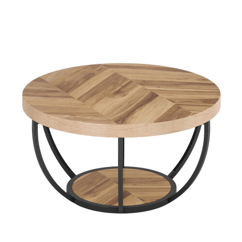 Tribesigns Tribesigns Round Coffee Table, Industrial 2-Tier Circle Coffee Table 1