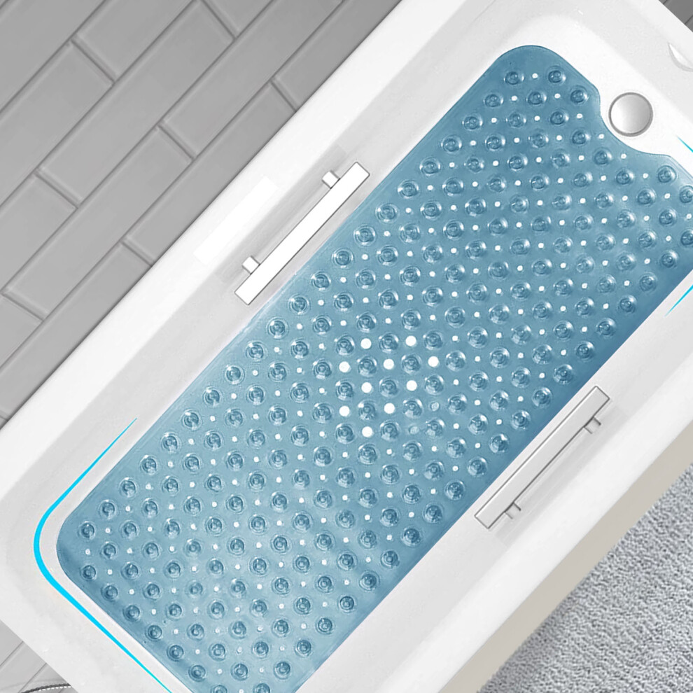 (40 x 100 cm, Blue Shower/Bath Mat) Non Slip Bath Shower Mats Suction Cup For Bathroom