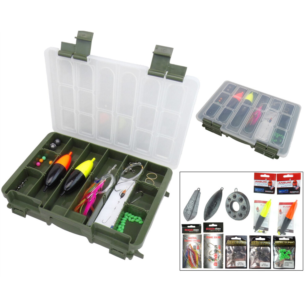 Hunter Pro Complete Sea Fishing Tackle Set & Roddarch Twin Tray Tackle Box