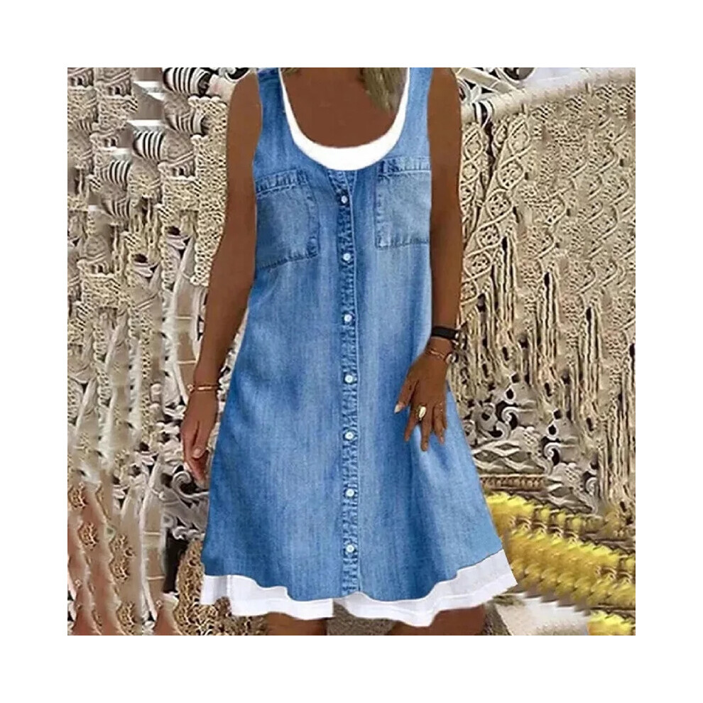 (Sky Blue, 4XL UK SIZE 20) UK Womens Sleeveless Midi Dresses Ladies Summer Beach Holiday Sundress Size 8-22-image-OPC-PF2GNWT-NEW