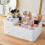 Living And Home Large Cosmetic Organizer Makeup Storage with Drawers White 3