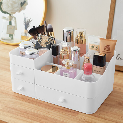 Living And Home Large Cosmetic Organizer Makeup Storage with Drawers White 2