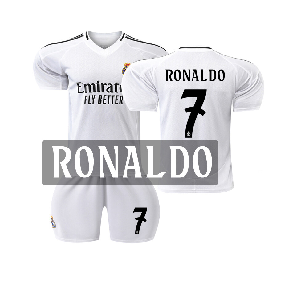 (20, White 7C) Boys Girls Kids RONALDO 7# KROOS 8# BELLINGHAM 5# MBAPPE 9# Soccer Football Jersey