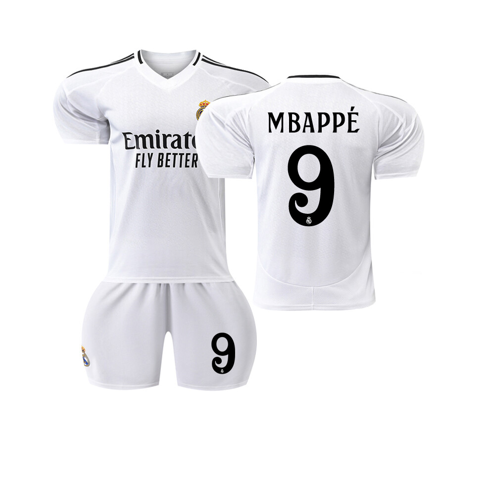 (22, White 9C) Boys Girls Kids RONALDO 7# KROOS 8# BELLINGHAM 5# MBAPPE 9# Soccer Football Jersey