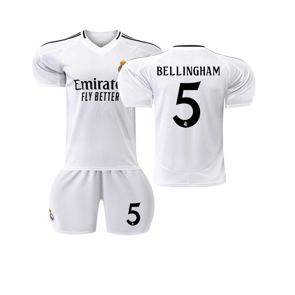 (18, White 5C) Boys Girls Kids RONALDO 7# KROOS 8# BELLINGHAM 5# MBAPPE 9# Soccer Football Jersey