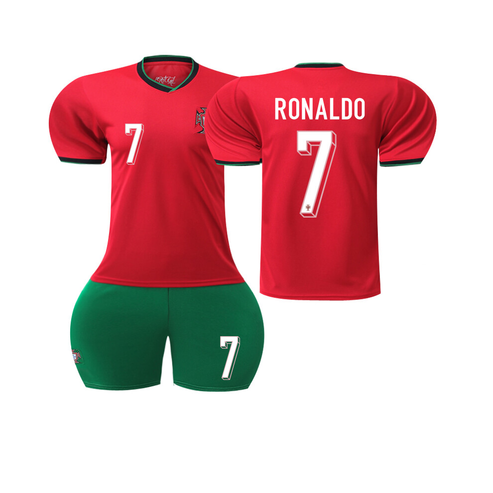 (16, Red 7C) Boys Girls Kids RONALDO 7# B.FERNANDES 8# BERNARDO 10# Soccer Football Jersey