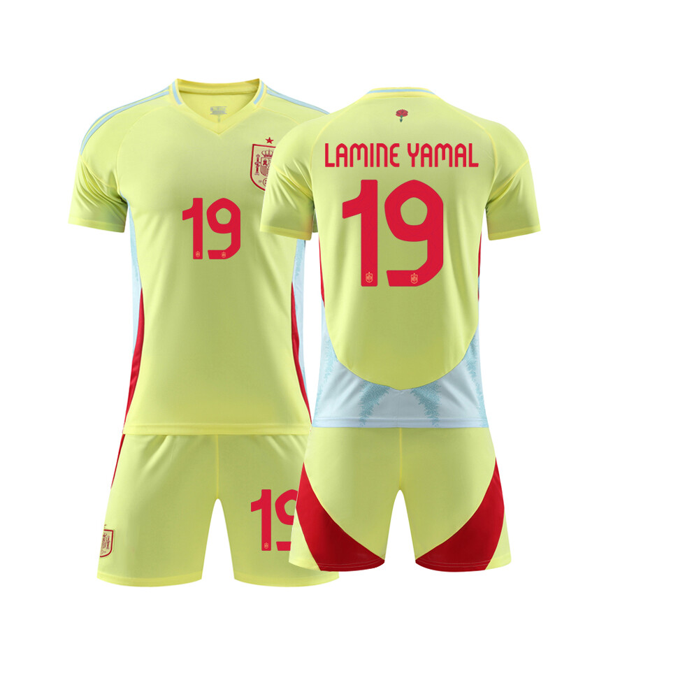 (24, Yellow 19C) Boys Girls Kids GAVI 9# MORATA 7# LAMINE YAMAL 19# Soccer Football Jersey