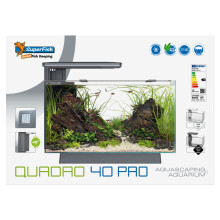 (Black, White) Superfish Quadro 40 Aquarium Fish Tank LED Lighting & Filter, Optional Cabinet