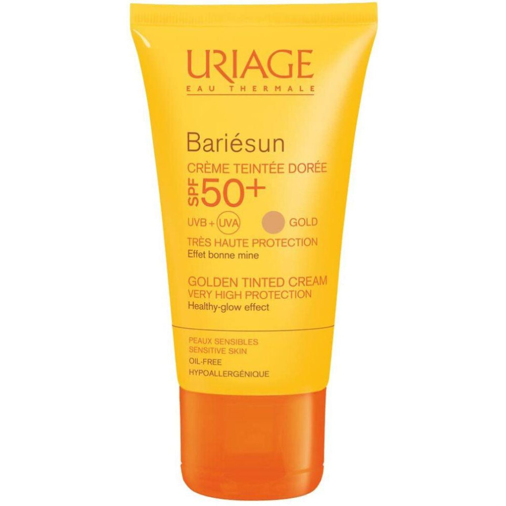 Gold Uriage Bariesun Spf 50+ Tinted Sunscreen, Protects From Uva & Uvb Radiation, Quick Absorption, Non-Greasy, 50Ml