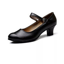 (Black, 3.5 cm Heel, UK Size 2.5=Tag Size 35) Ladies Dancing Shoe Ankle Strap Latin Shoes Womens Closed Toe Performance Salsa
