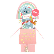 Clever Cube It's A Girl Welcome Baby Girl! New Baby Pop Up Greeting Card