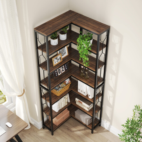 Tribesigns Tribesigns Corner Bookshelf, 7-Tier Industrial Corner Bookcase 2
