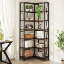 Tribesigns Corner Bookshelf, 7-Tier Industrial Corner Bookcase