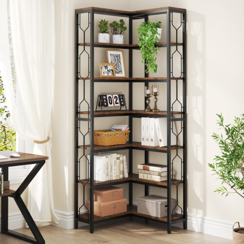 Tribesigns Tribesigns Corner Bookshelf, 7-Tier Industrial Corner Bookcase