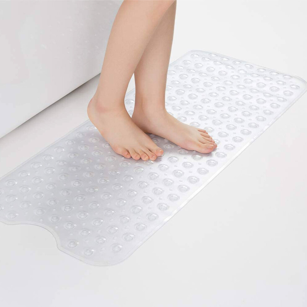 (40 x 100 cm, Clear/Crystal Shower/Bath Mat) Non Slip Bath Shower Mats Suction Cup For Bathroom