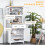Homcom HOMCOM Coastal Kitchen Cupboard Storage Cabinet w/ Drawer Microwave Counter 3