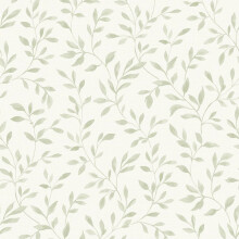 Grandeco Nerine Leaf Trail Woven Effect Embossed Wallpaper Sage 146001