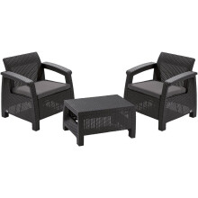 Set Outdoor 2 Seater Furniture Table Chairs Keter Corfu Weekend