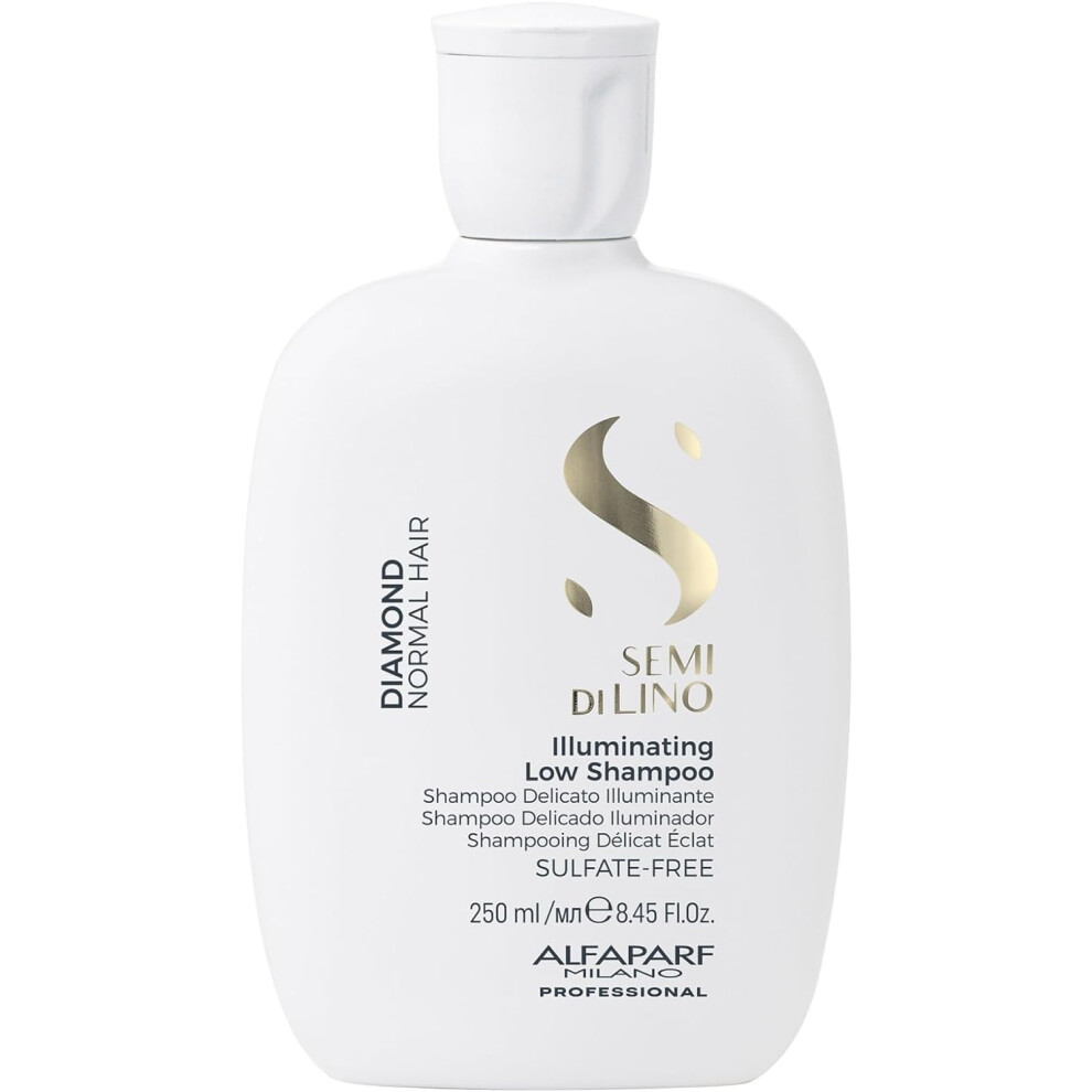 Alfaparf Milano Semi Di Lino Diamond Shine Illuminating Low Shampoo 250ml |For Normal Hair|Sulfate, Paraben & Paraffin Free|Safe on Color Treated Hair