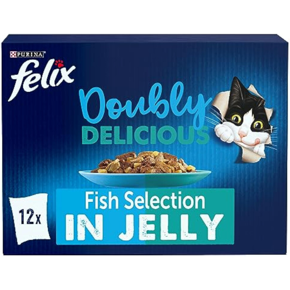 Felix Doubly Delicious Fish Cat Food 12X100g, Pack Of 4