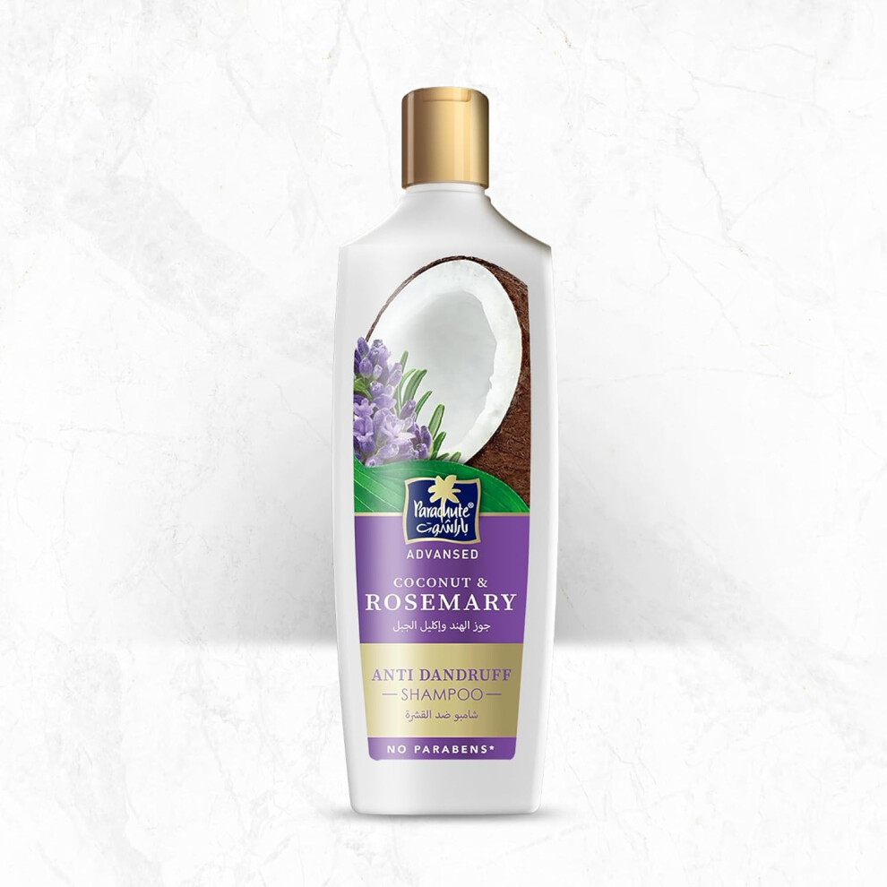 Parachute Advansed Coconut & Rosemary Anti-Dandruff Shampoo 340ml |Nourishes Hair & Fight Stubborn Dandruff|0% Harmful Chemicals|Detox Scalp|Hair Care