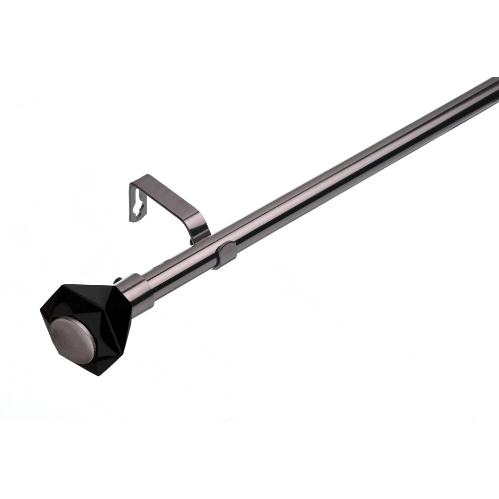 (120 - 210 cm, Black Nickel (Black Diamond Finial)) Lister Cartwright 19mm Extendable Metal Curtain Pole Set with Celestial Cut Diamond Finial-image-OPC-PF2GVDH-NEW