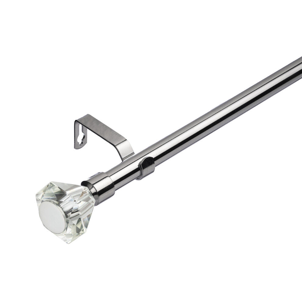(70- 120 cm, Polished Chrome (Clear Diamond Finial)) Lister Cartwright 19mm Extendable Metal Curtain Pole Set with Celestial Cut Diamond Finial-image-OPC-PF2GVFB-NEW