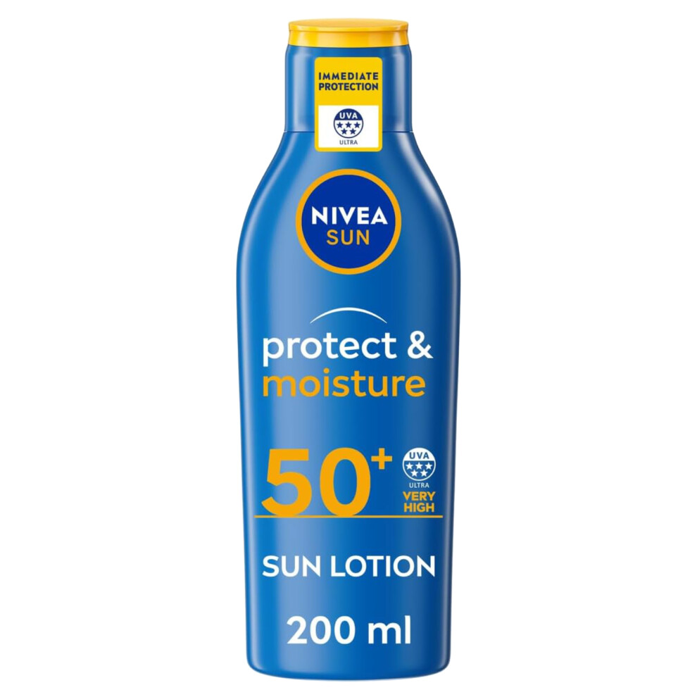 Nivea Sun Very High Spf50+ Moisturising Sun Lotion, Protects Skin From Uva/Uvb Rays Sunburn, Quickly Absorbed, Non-Greasy 200Ml
