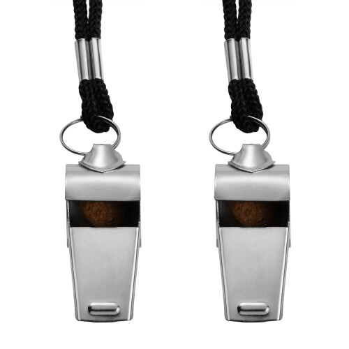 2pc Stainless Steel Whistle & Lanyards Super Loud