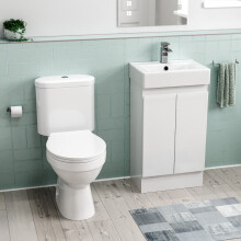 Nes Home Flat Pack 450mm White Overflow Basin Vanity & Close Coupled Toilet