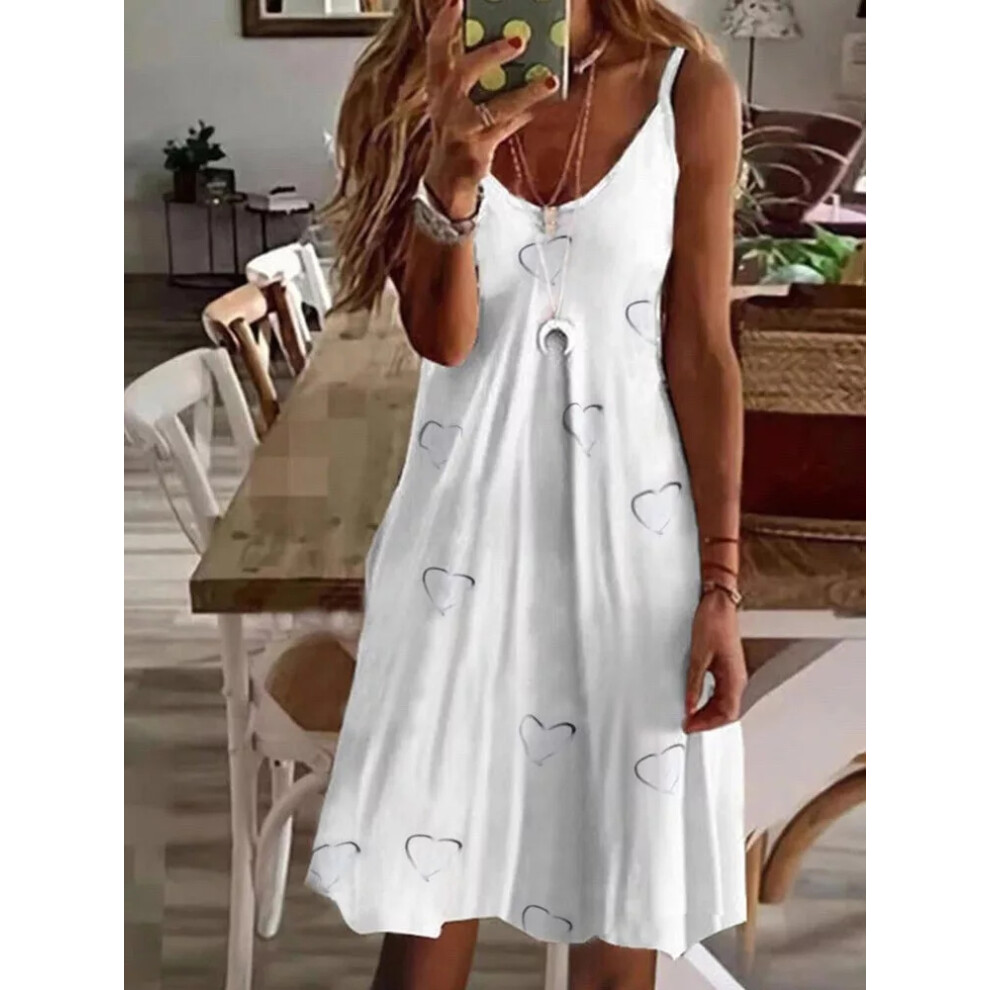 (Heart, 16) Women Ladies Strappy Boho Beach Holiday Plus Size Dresses Summer Mini Vest Dress