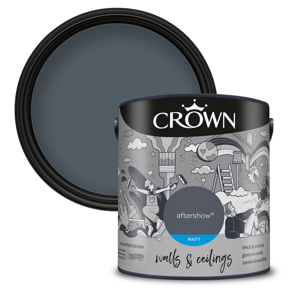 Crown Wall & Ceilings Matt Emulsion Paint - Grey - 2.5L - Image 7
