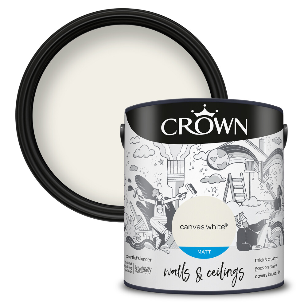 (Canvas White) Crown Matt Paint Emulsion Walls & Ceilings 2.5L