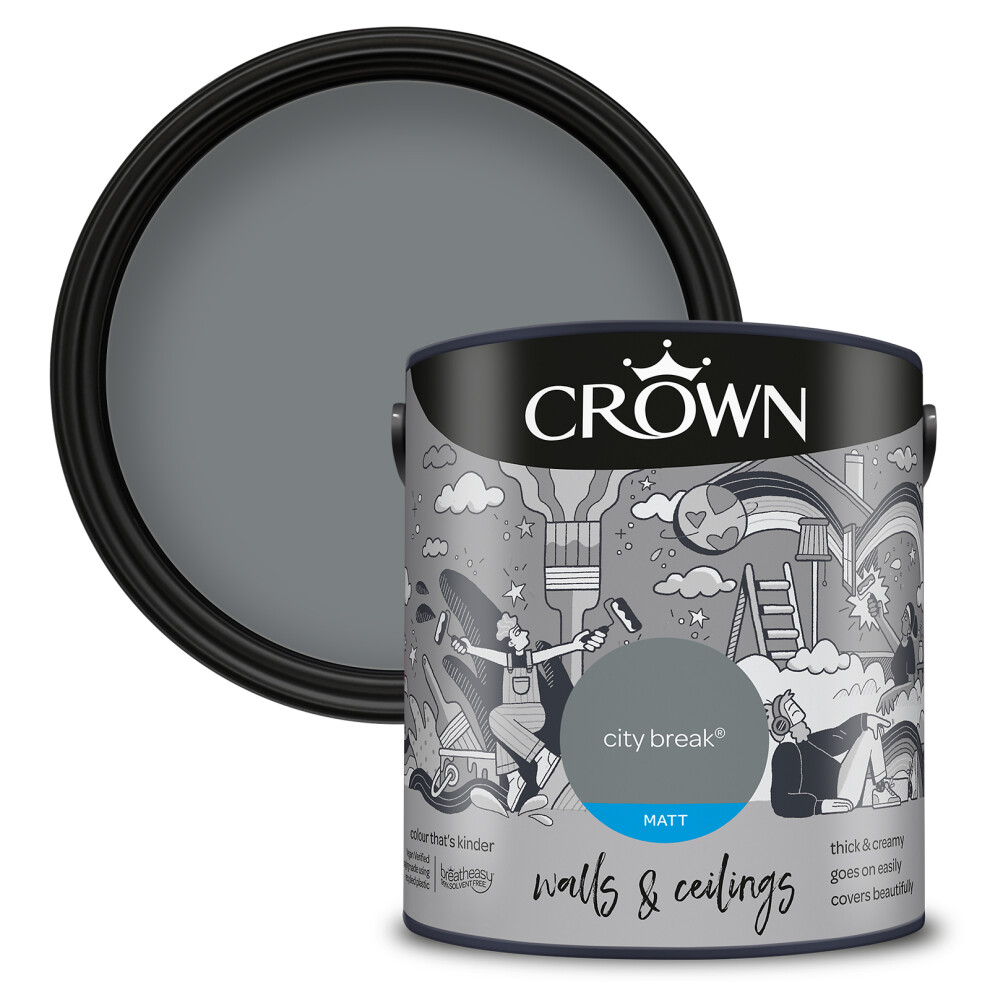 (City Break) Crown Matt Paint Emulsion Walls & Ceilings 2.5L