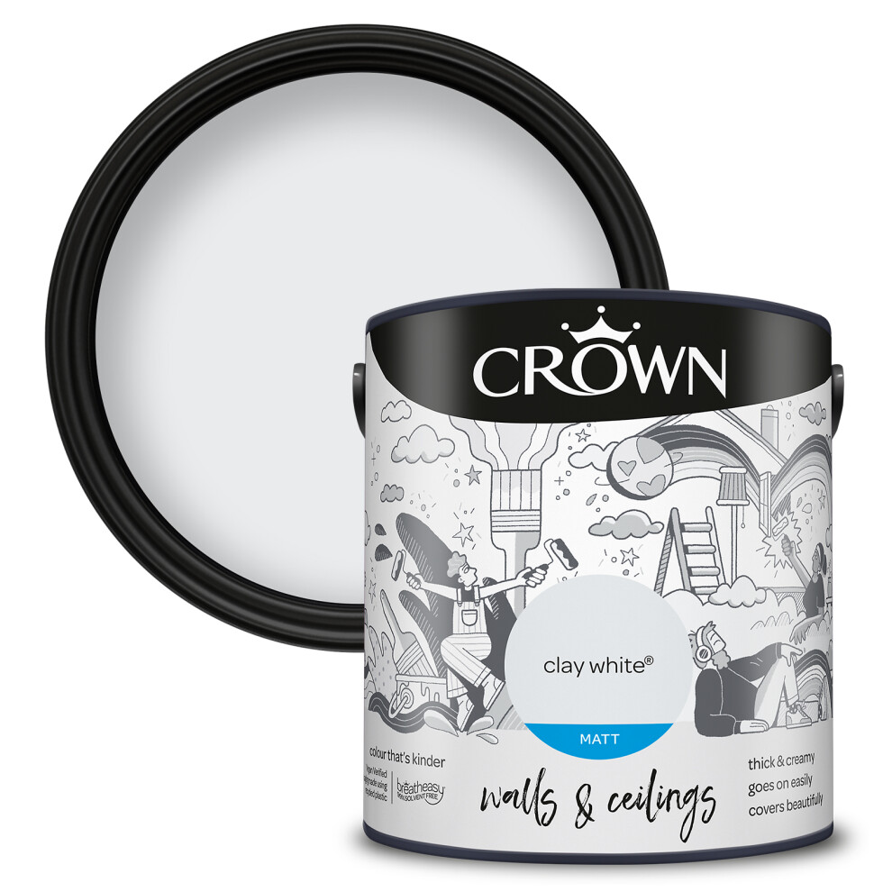 (Clay White) Crown Matt Paint Emulsion Walls & Ceilings 2.5L