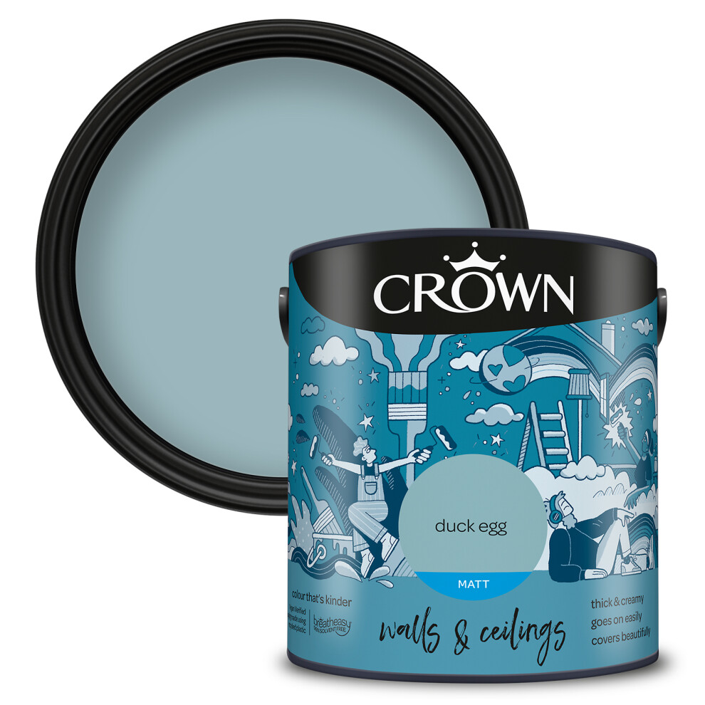 (Duck Egg) Crown Matt Paint Emulsion Walls & Ceilings 2.5L